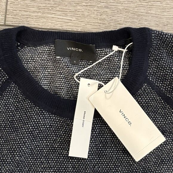 Vince Birdseye Crewneck Wool & Cashmere Sweater Mens Small Casual Soft Comfy NWT - Picture 7 of 12